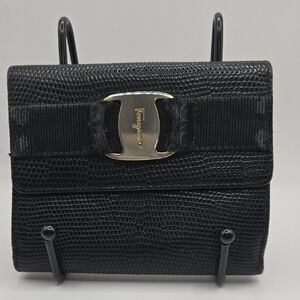 Salvatore Ferragamo Black Wallet with Silver Accent